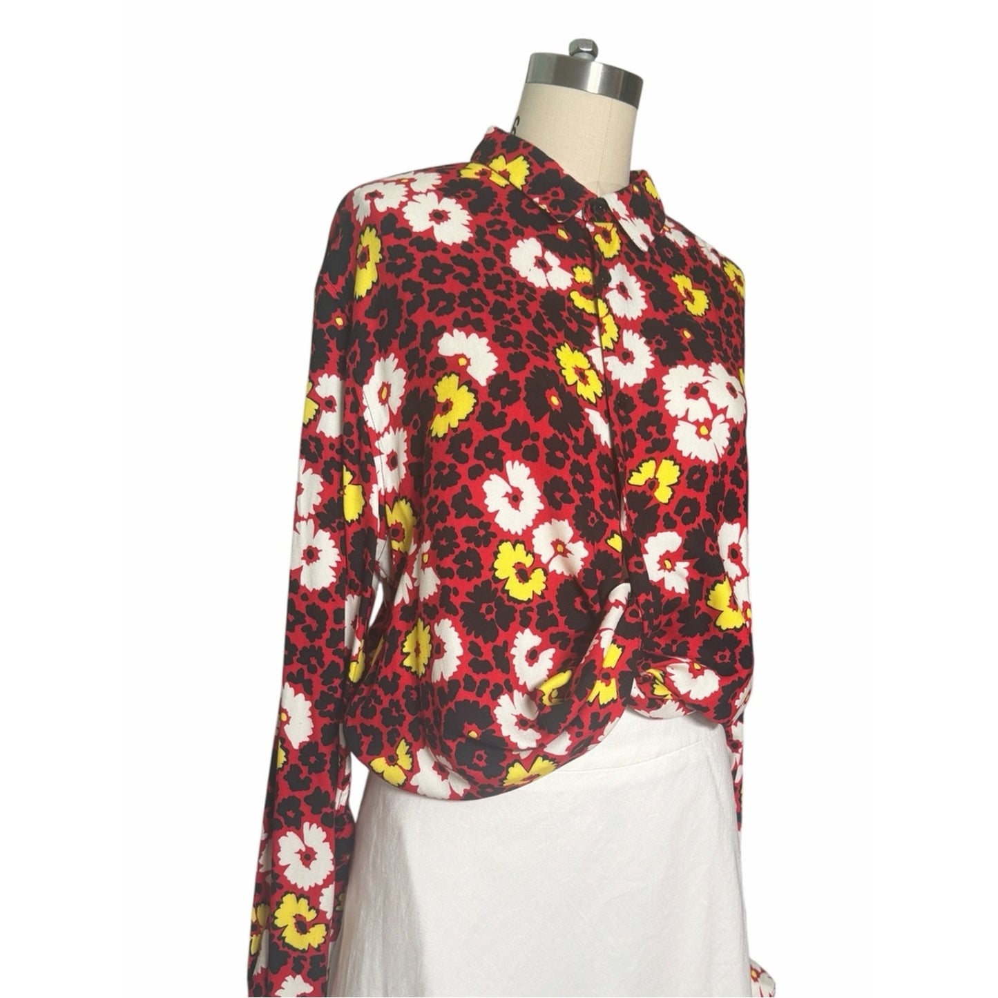 The Kooples Men’s M Animal Print Floral Button Down Shirt Slim Fit Unisex NWT