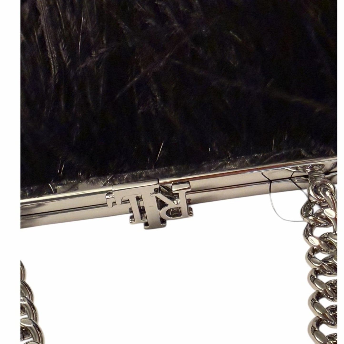 Lauren Ralph Lauren Hollie Feather Fringe Clutch Black LRL Bag NWT Glam Style