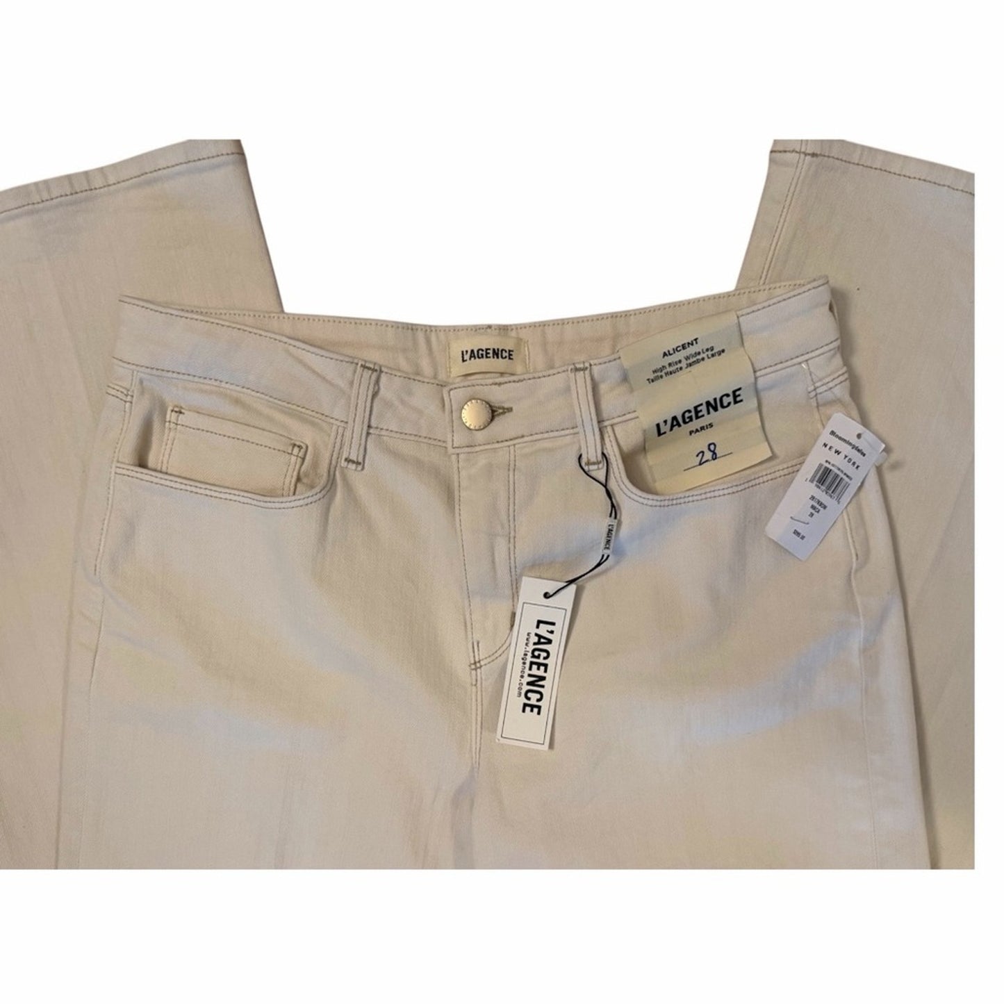 L’AGENCE Alicent Wide Leg Jeans Macadamia NWT Size 28 Quiet Luxury