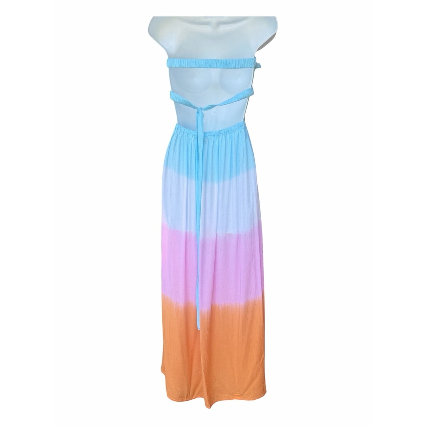 Tiare Hawaii NWT Blue Ombré Strapless Smocked Maxi Dress One Size M/L