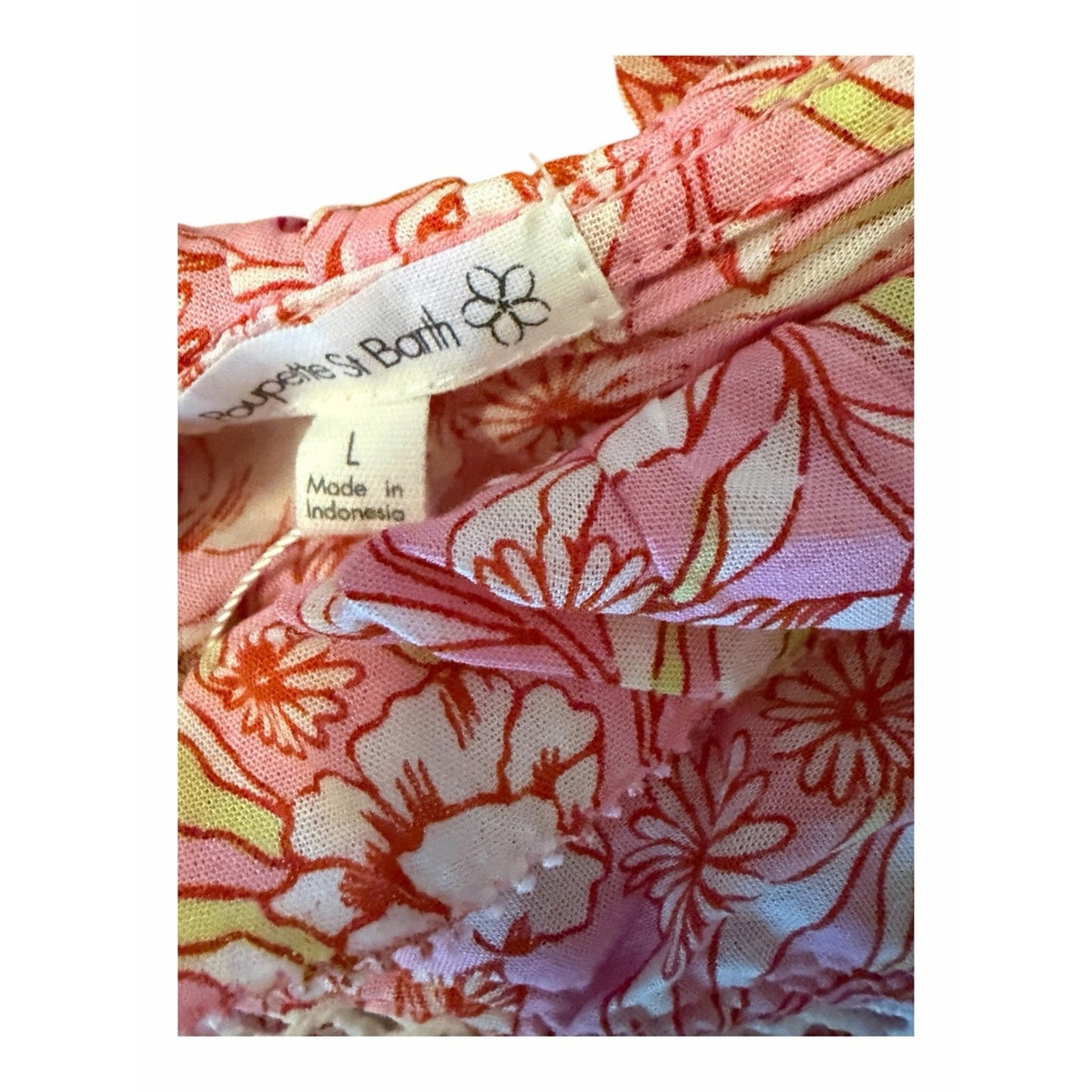 Poupette St. Barth Bruna V Mini Dress – Pink Garland Flowers – Size Large