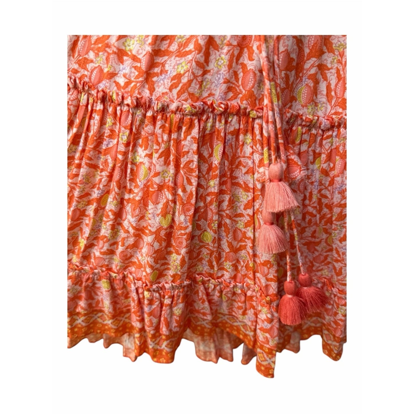 POUPETTE ST BARTH Bona V Mini Dress Orange Lemon Print NWT Size Medium