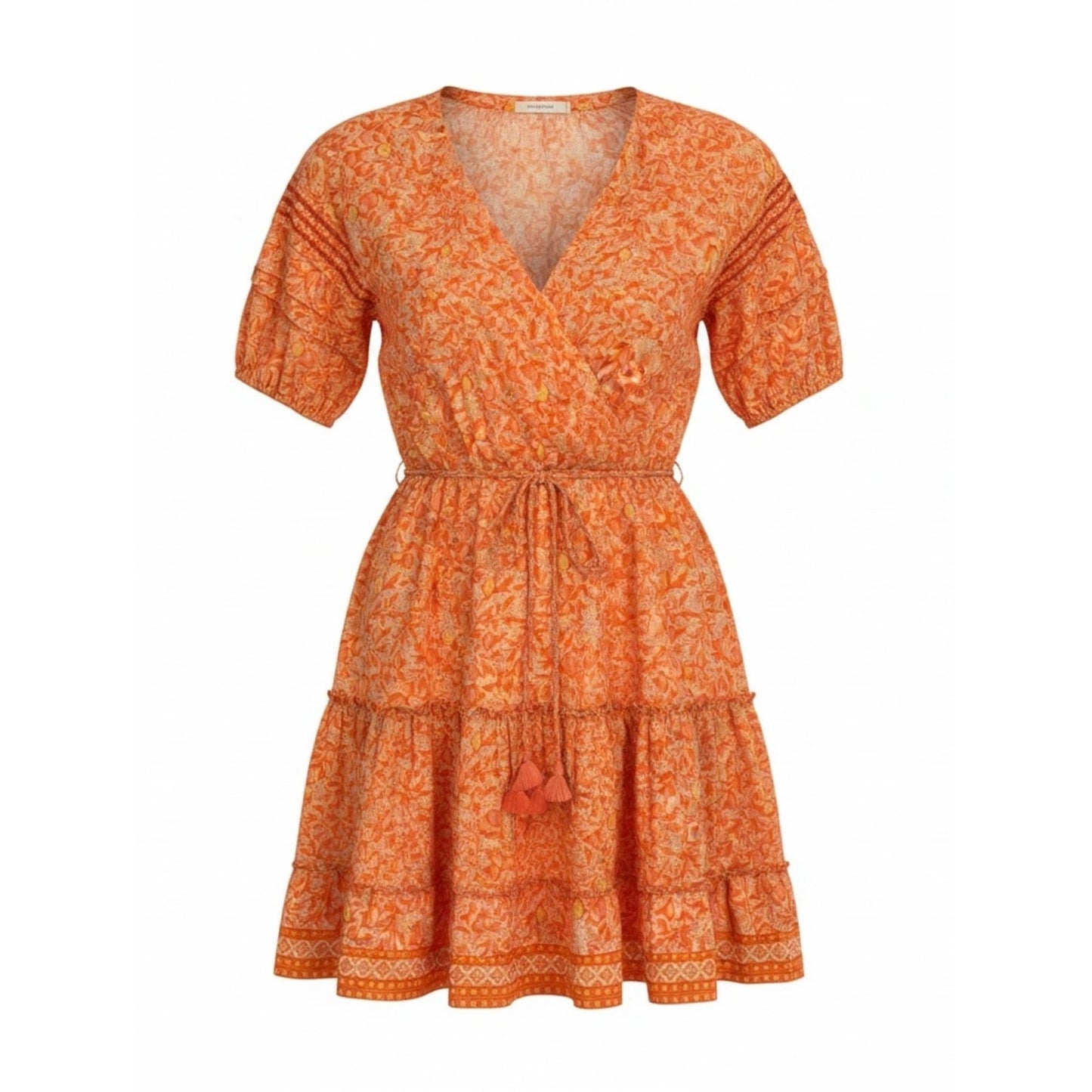 POUPETTE ST BARTH Bona V Mini Dress Orange Lemon Print NWT Size Medium
