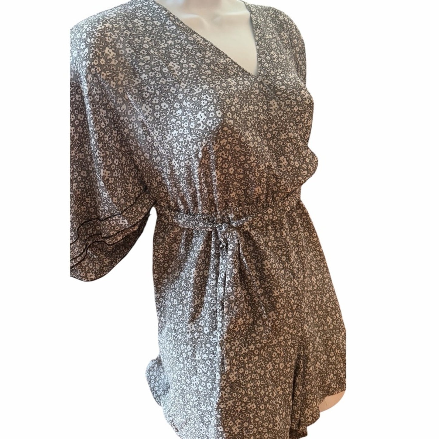 Rebecca Minkoff Floral Wrap Romper Flutter Sleeve Pockets Bloomcore Boho M