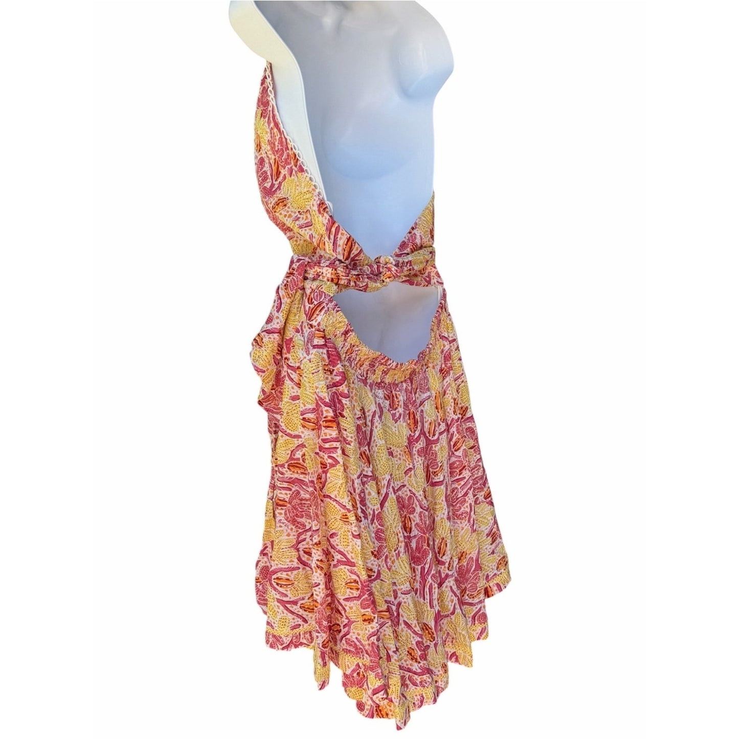 Poupette St Barth Beth Mini Dress Backless Tropical Resort Halter L New