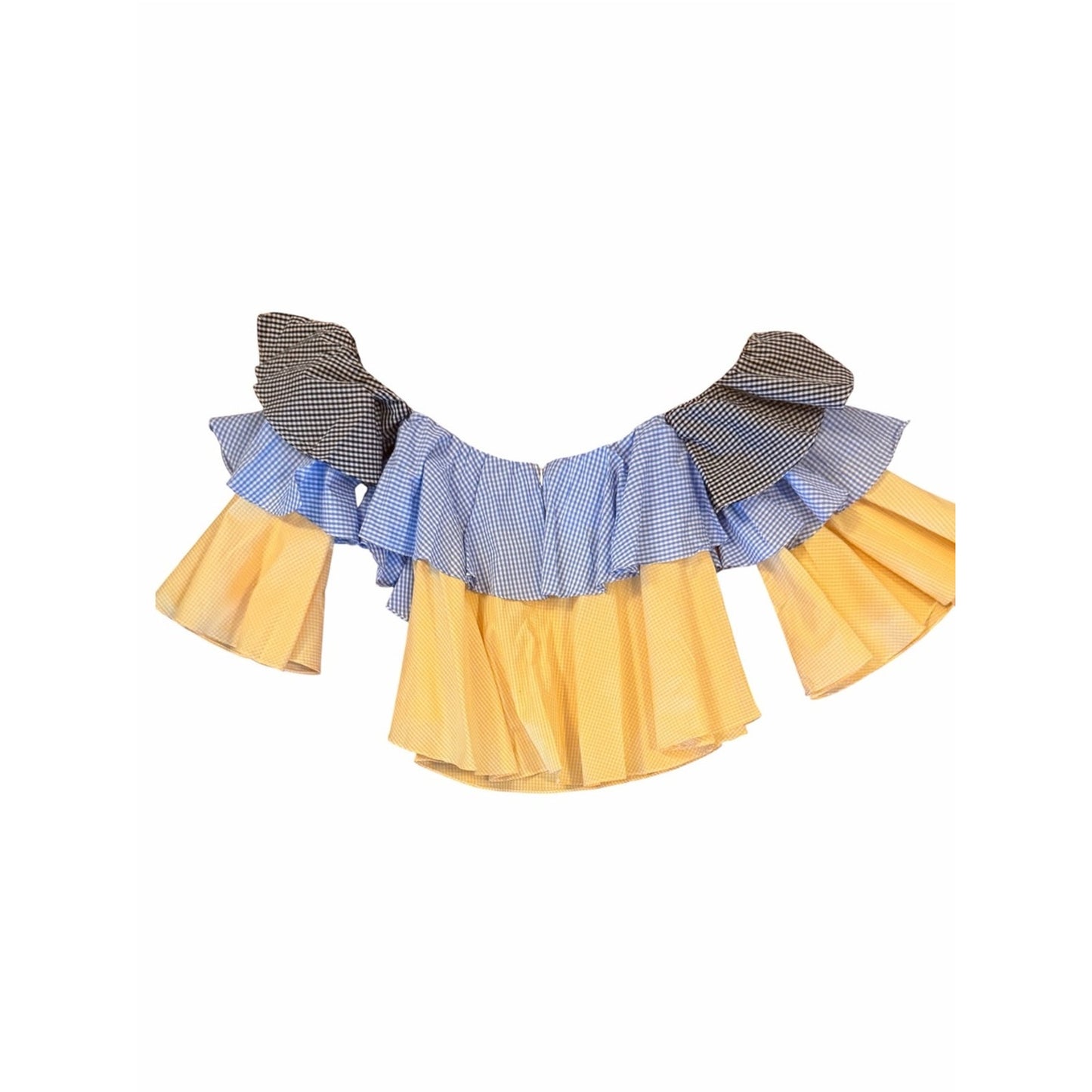 StyleKeepers The Virgo Ruffled Off-the-Shoulder Top | NWT | Med| Multi Gingham