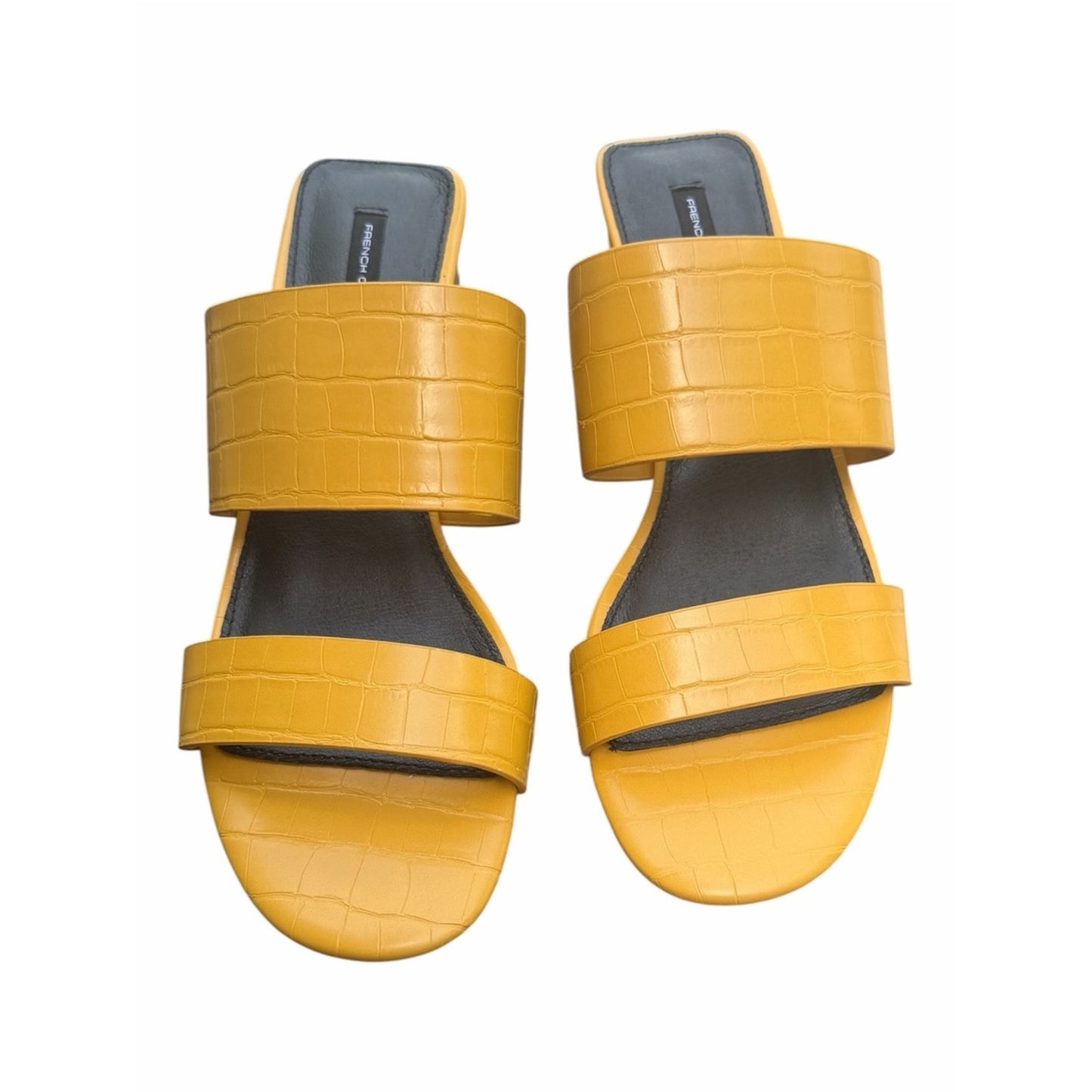 French Connection Yellow Croc Embossed Heeled Sandals Women’s 8.5 Clear Heel NIB